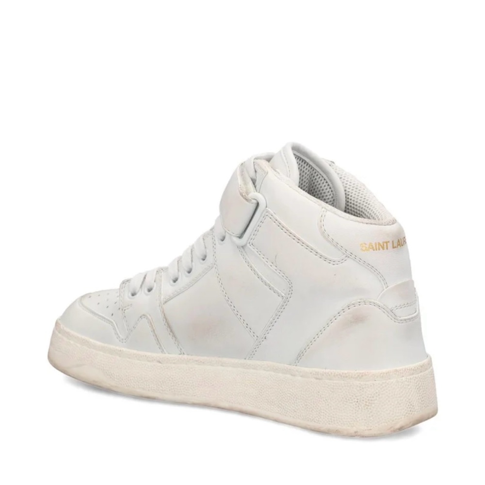 Saint Laurent White Lax distressed Lace-Up Sneakers - Picture 2 of 16